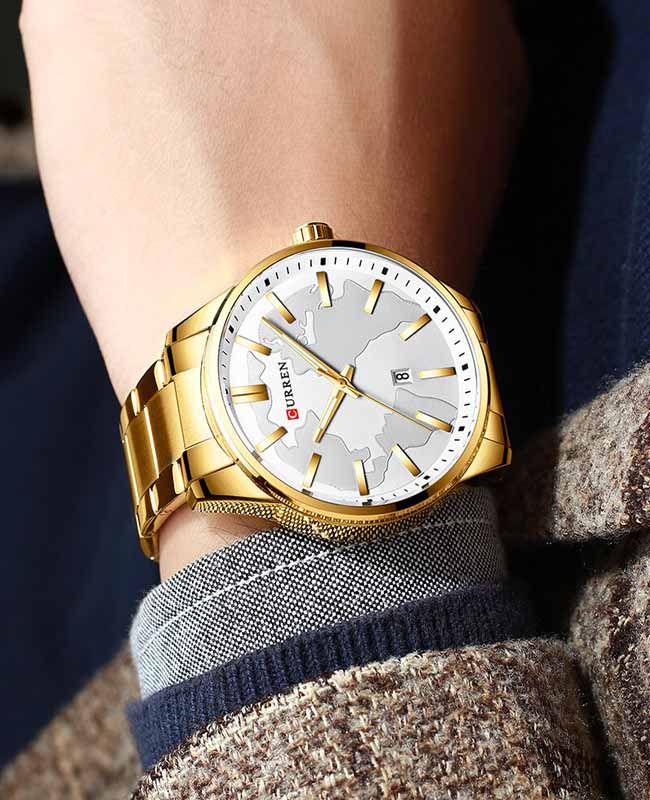 CURREN Original Brand Stainless Steel Band Wrist Watch For Men With Brand (Box & Bag)-8366