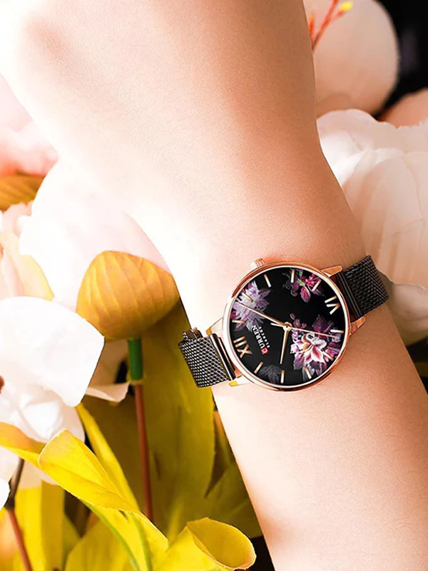 CURREN Original Brand Mesh Band Wrist Watch For Women With Brand (Box & Bag)-9060